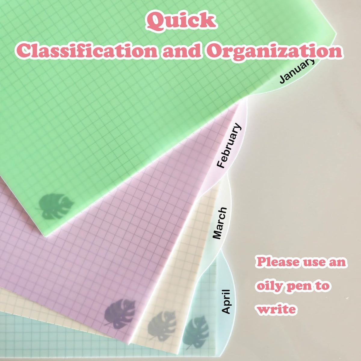 A5 Translucent 6-Ring Binder Dividers — 4 Sets (16 Tabs), Green