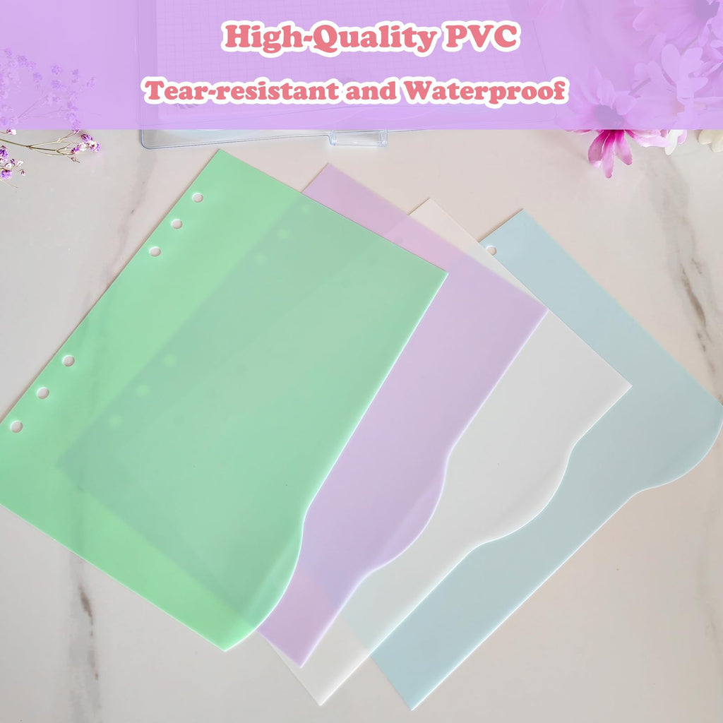 A5 Translucent 6-Ring Binder Dividers — 4 Sets (16 Tabs), Green