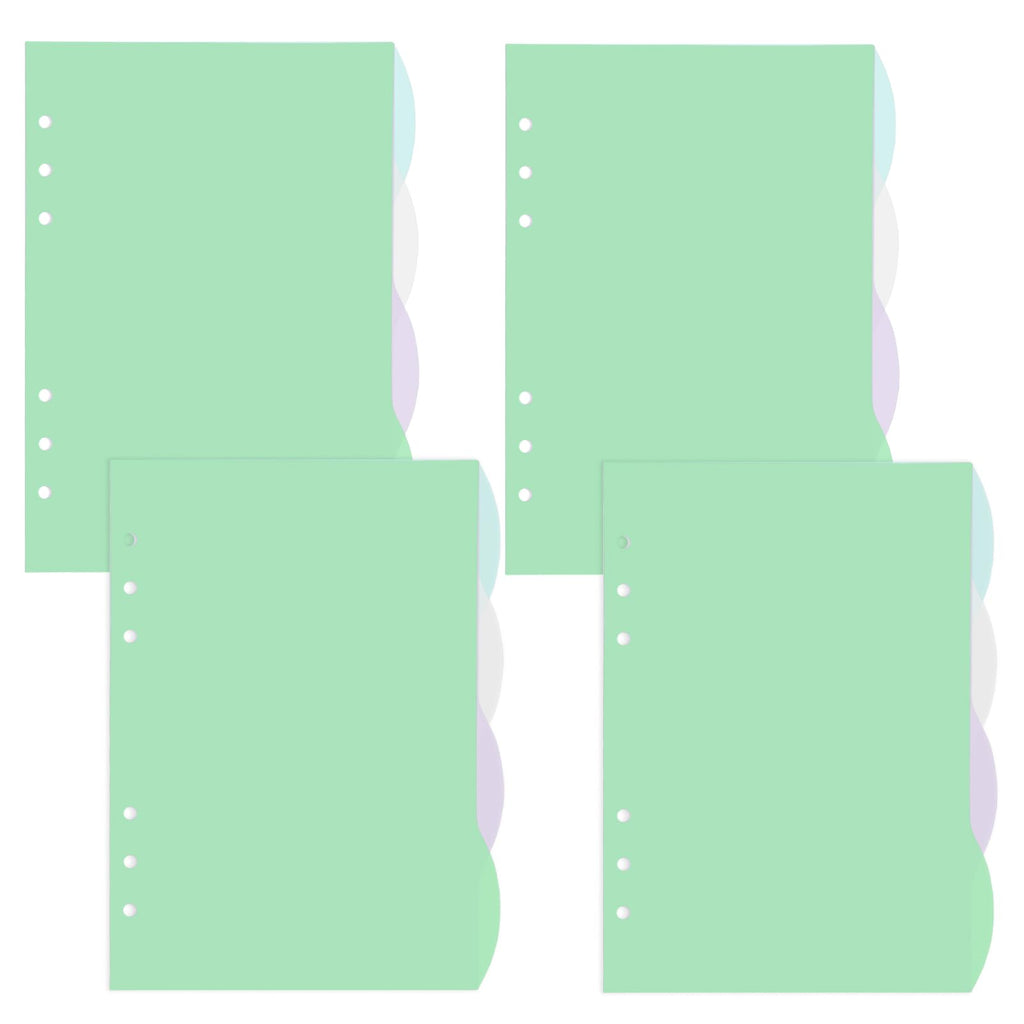 A5 Translucent 6-Ring Binder Dividers — 4 Sets (16 Tabs), Green