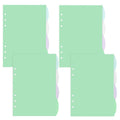 A5 Translucent 6-Ring Binder Dividers — 4 Sets (16 Tabs), Green