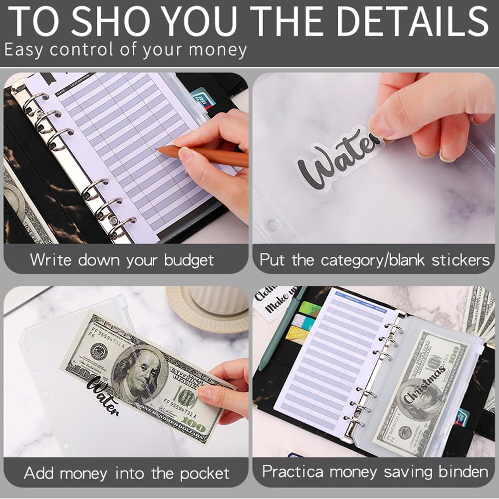 A6 Zipper Binder Punched PVC Pockets, 20 PCS, 6-Hole Ring Organizer