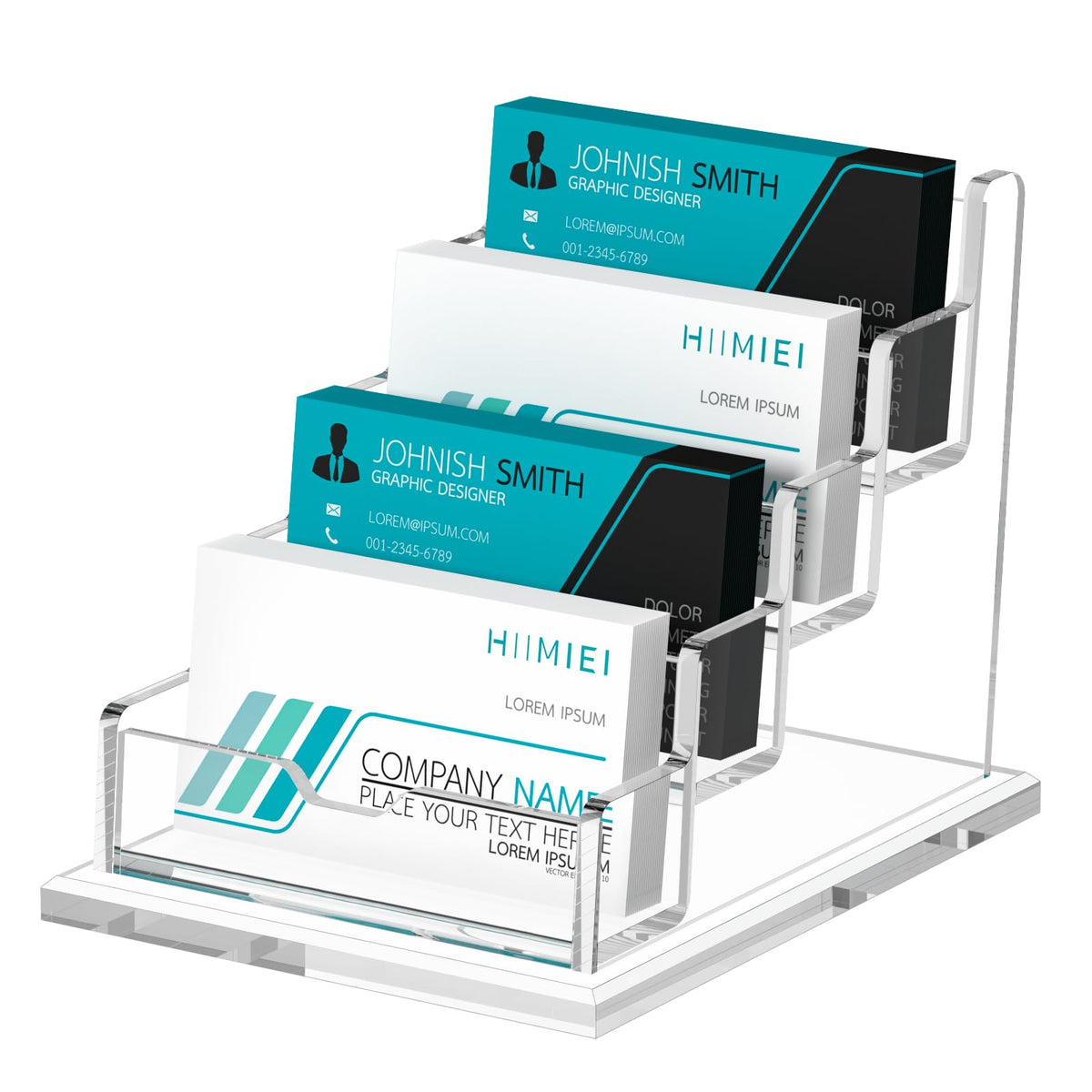 Acrylic Business Card Holder Desk Stand — Dual Slot Clear