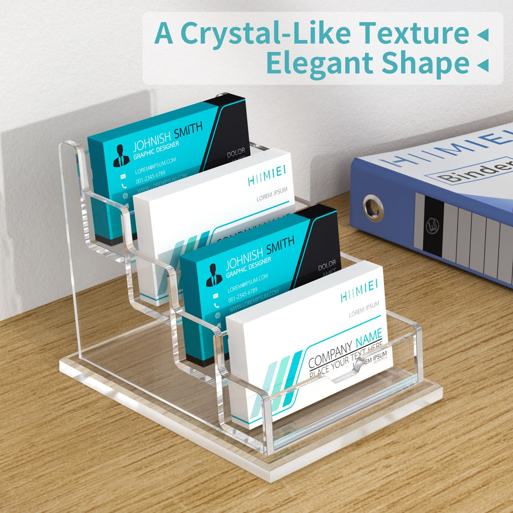 Acrylic Business Card Holder Desk Stand — Dual Slot Clear