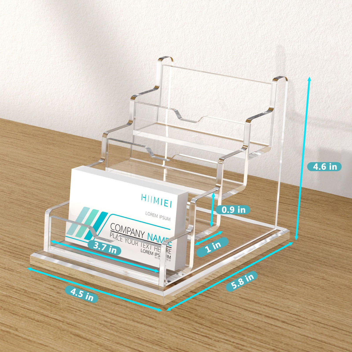 Acrylic Business Card Holder Desk Stand — Dual Slot Clear