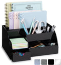 Acrylic Desk Organizer with Drawer, 9 Compartments, Black