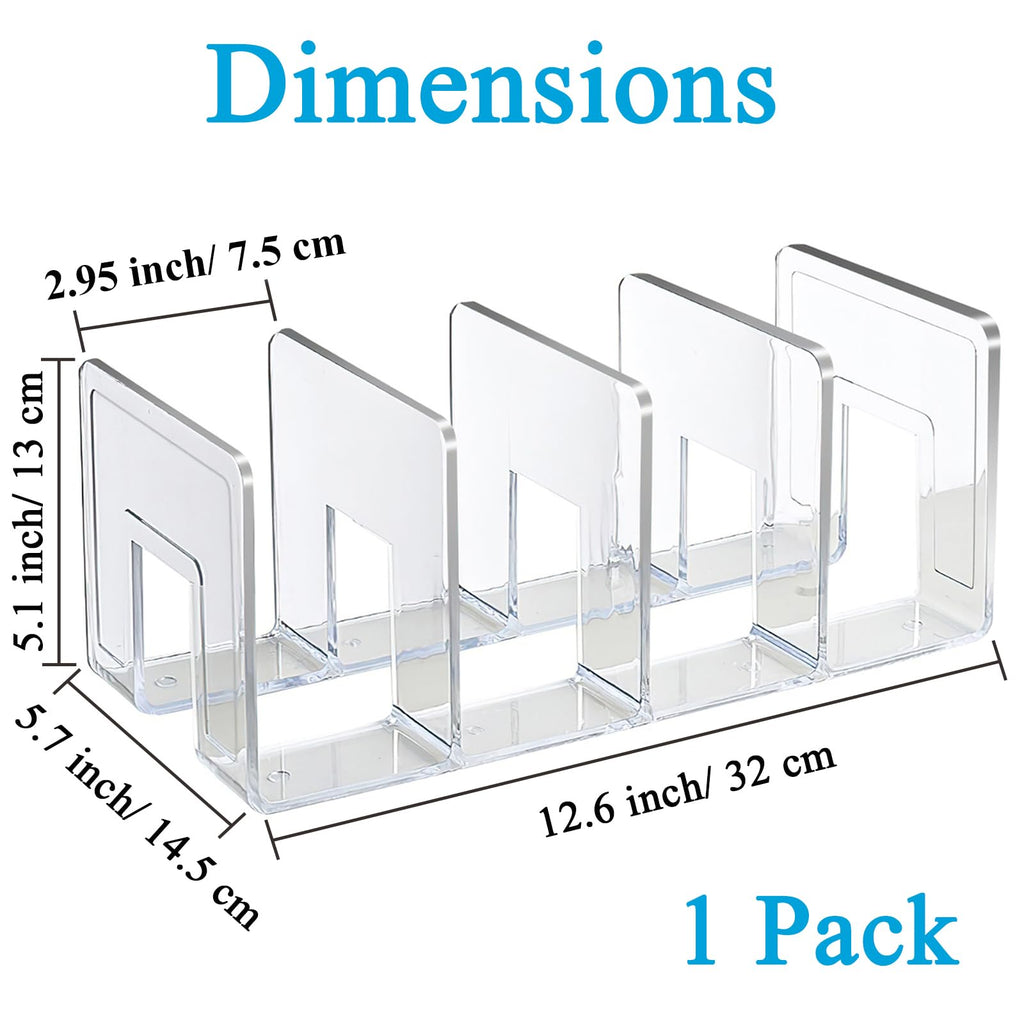 Acrylic File Sorter, Clear Desk Organizer, 4-Section Desktop File Holder
