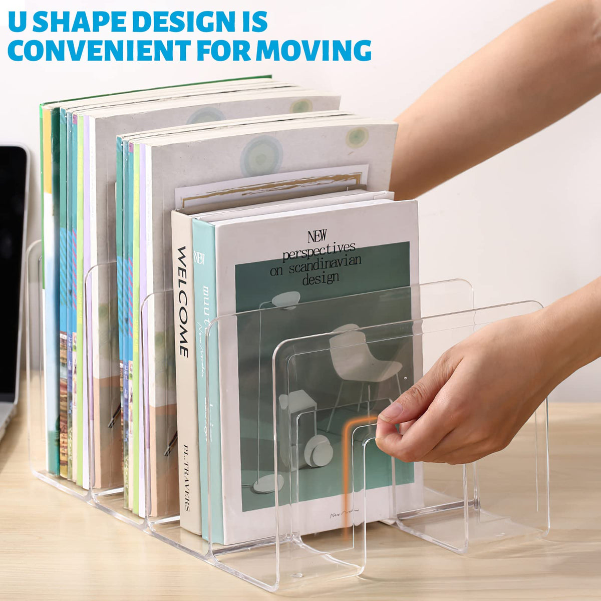 Acrylic File Sorter, Clear Desk Organizer, 4-Section Desktop File Holder