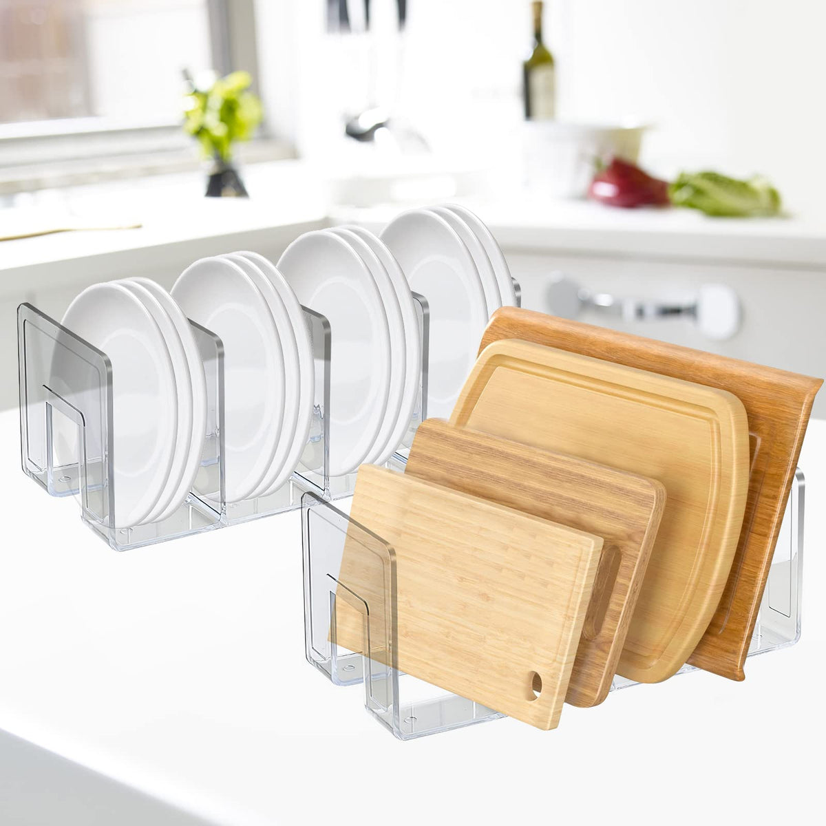 Acrylic File Sorter, Clear Desk Organizer, 4-Section Desktop File Holder