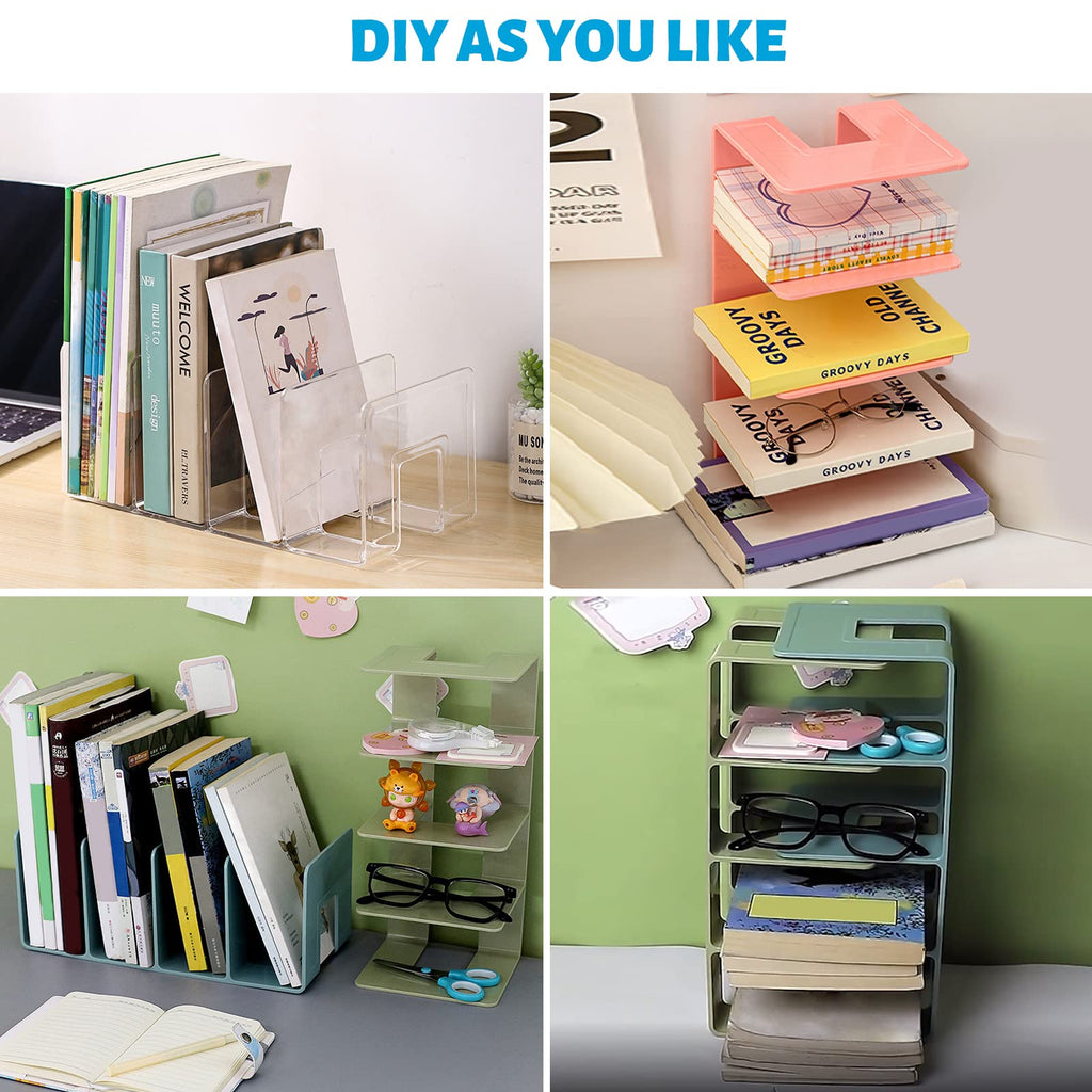 Acrylic File Sorter, Clear Desk Organizer, 4-Section Desktop File Holder