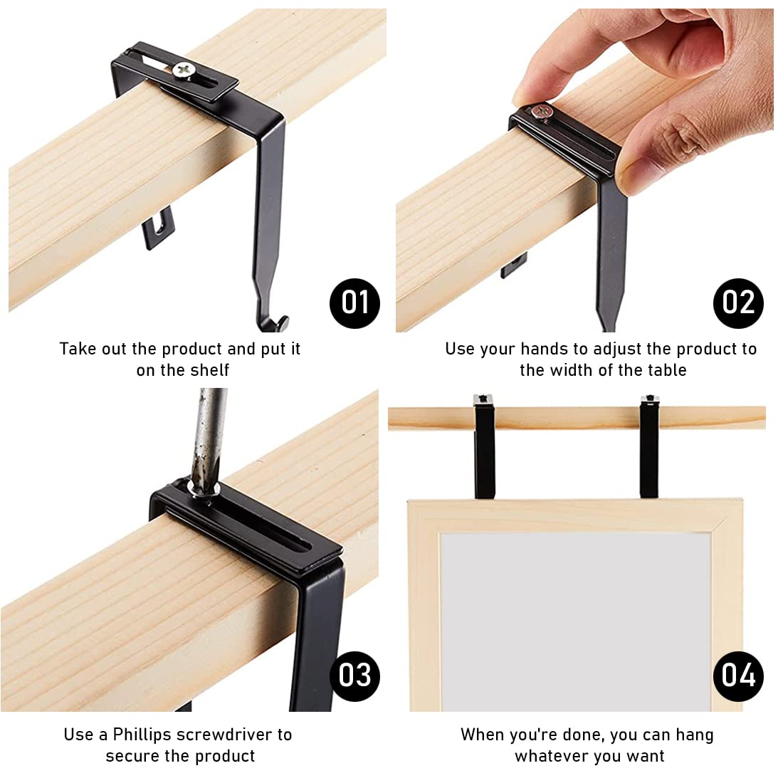 Adjustable Cubicle Over-Door Hook Hangers 4-Pack Fits 1.35–2.4 in Panels