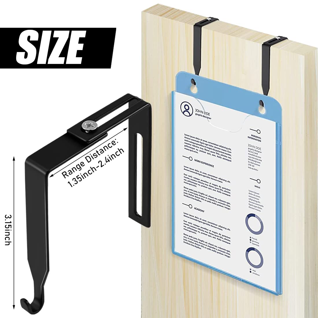 Adjustable Cubicle Over-Door Hook Hangers 4-Pack Fits 1.35–2.4 in Panels