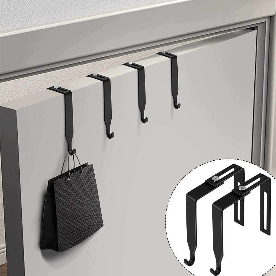 Adjustable Cubicle Over-Door Hook Hangers 4-Pack Fits 1.35–2.4 in Panels