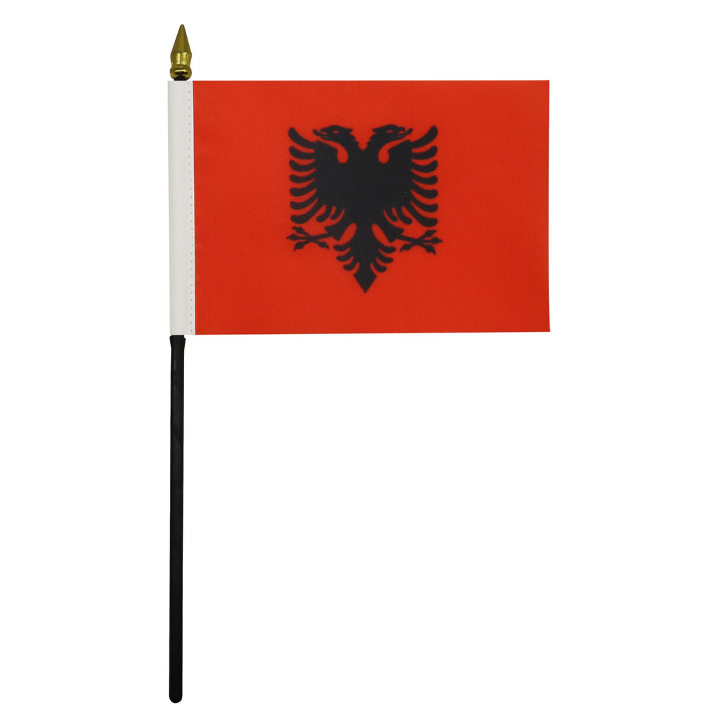 Albania Table Flag 15x10 cm 100D Polyester with Plastic Base