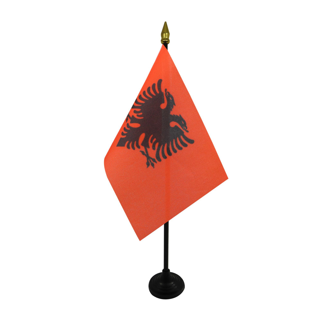 Albania Table Flag 15x10 cm 100D Polyester with Plastic Base