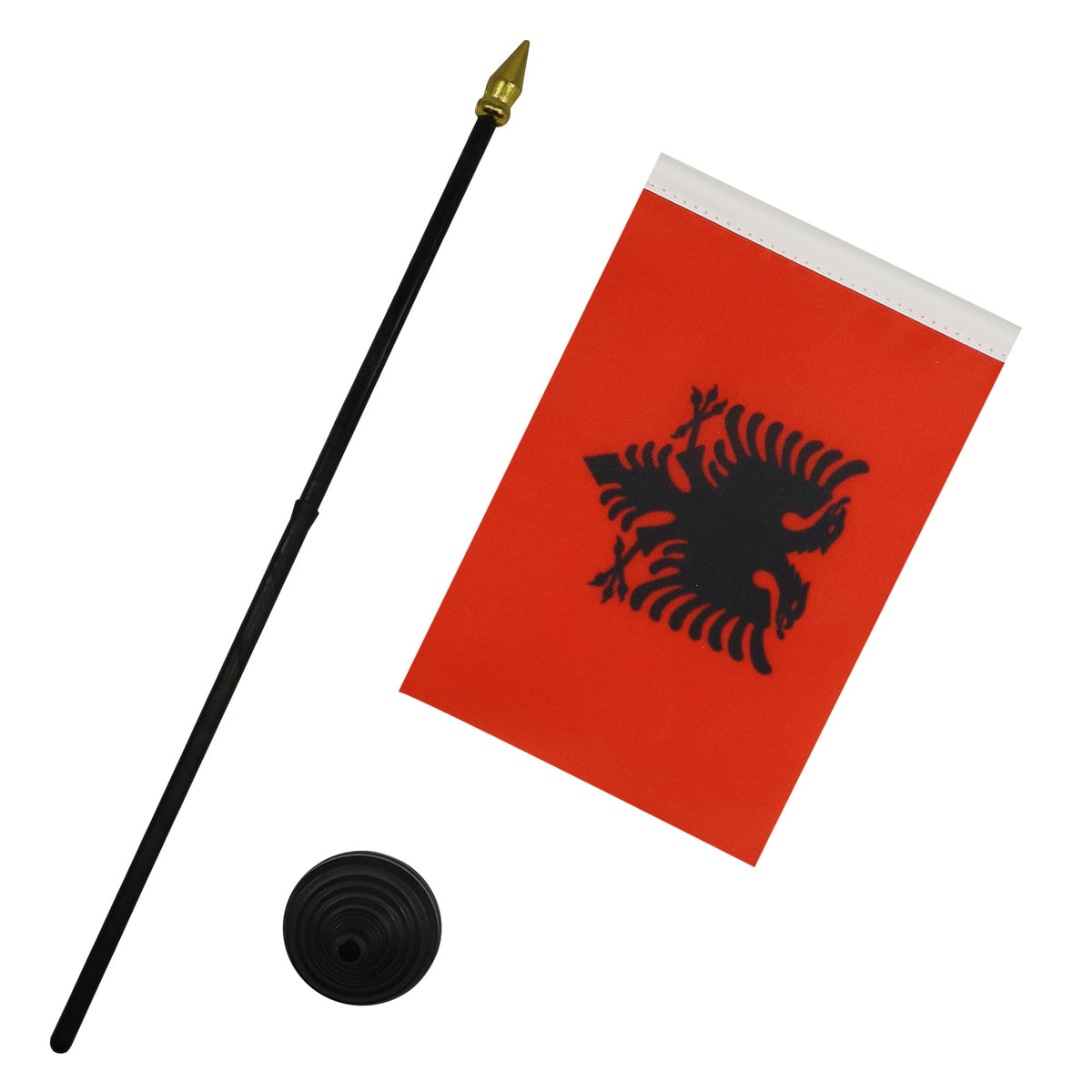 Albania Table Flag 15x10 cm 100D Polyester with Plastic Base
