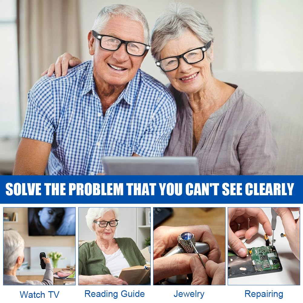 APXEL 150% Magnifying Glasses with Light, LED Magnifying Eyewear