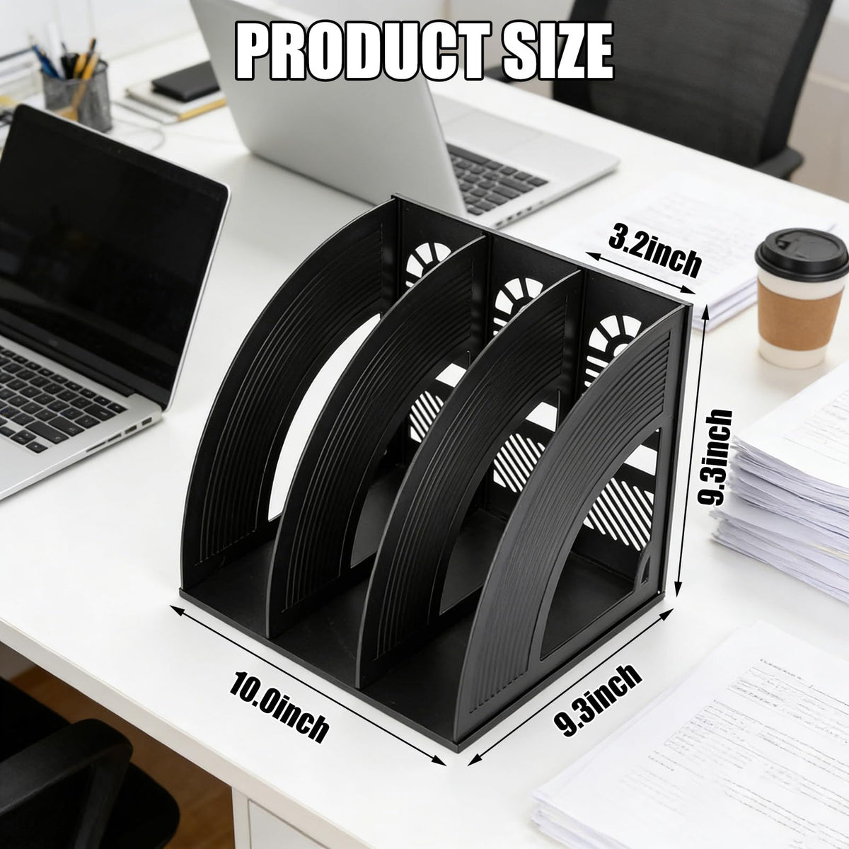 Arched File Organizer, Desktop 3-Compartment A4 Magazine Holder