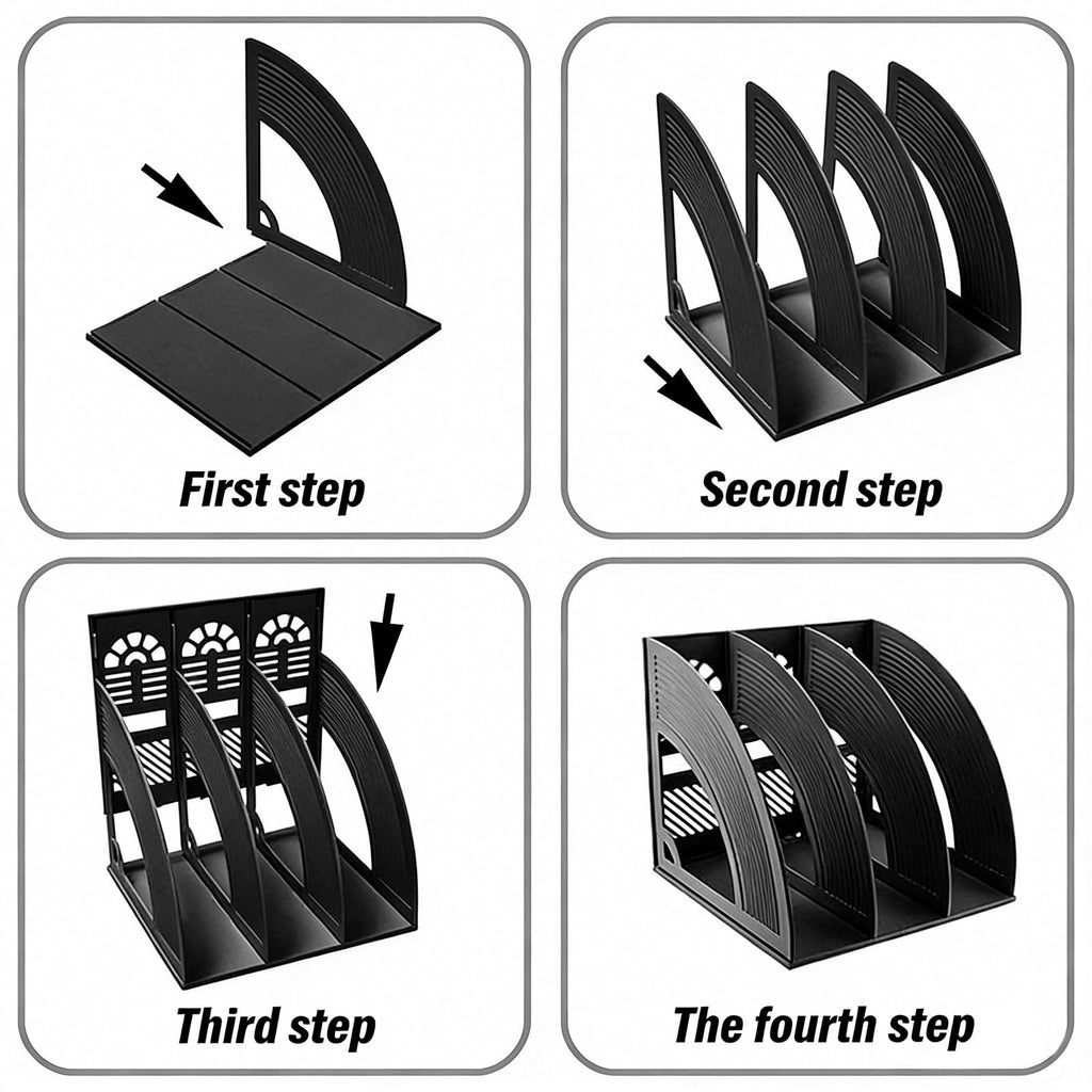 Arched File Organizer, Desktop 3-Compartment A4 Magazine Holder