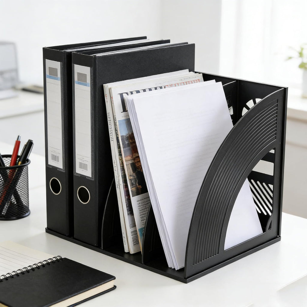 Arched File Organizer, Desktop 3-Compartment A4 Magazine Holder
