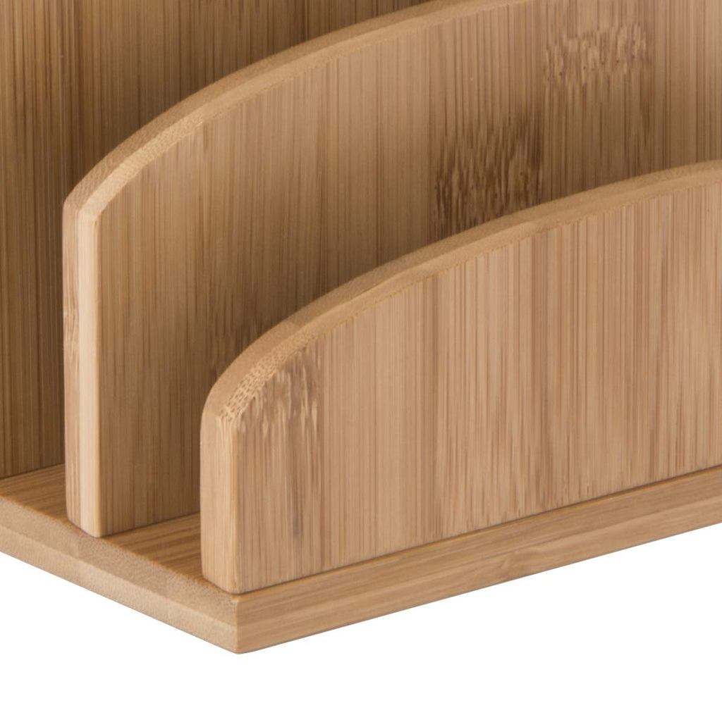 Bamboo Letter & Mail Holder — Natural Desk File Rack, Envelope & Document Organizer