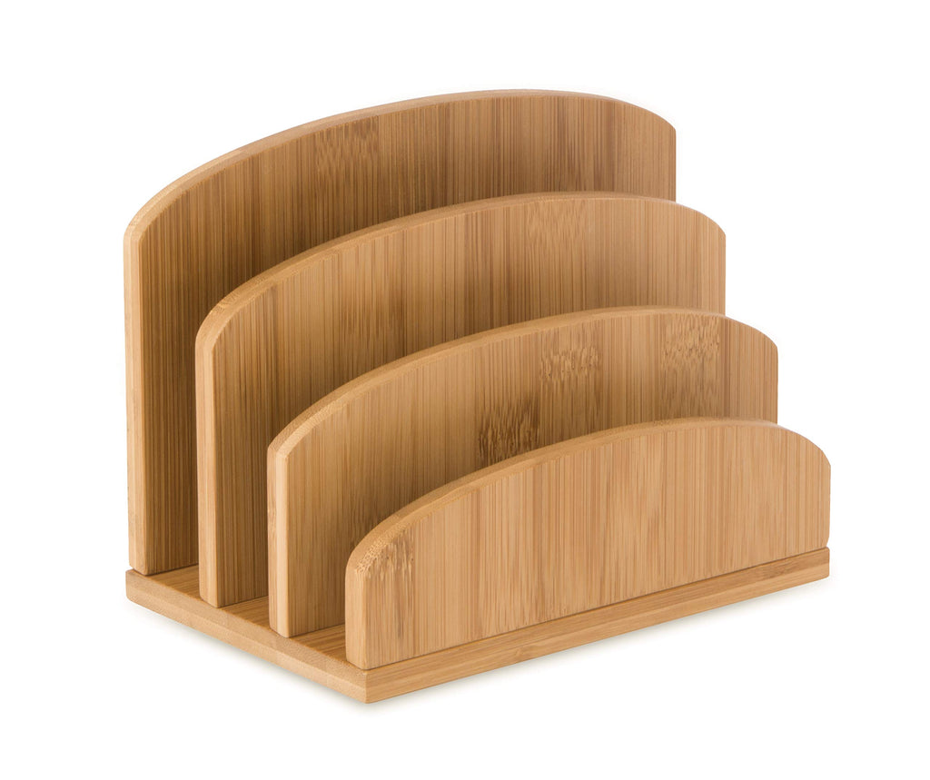 Bamboo Letter & Mail Holder — Natural Desk File Rack, Envelope & Document Organizer