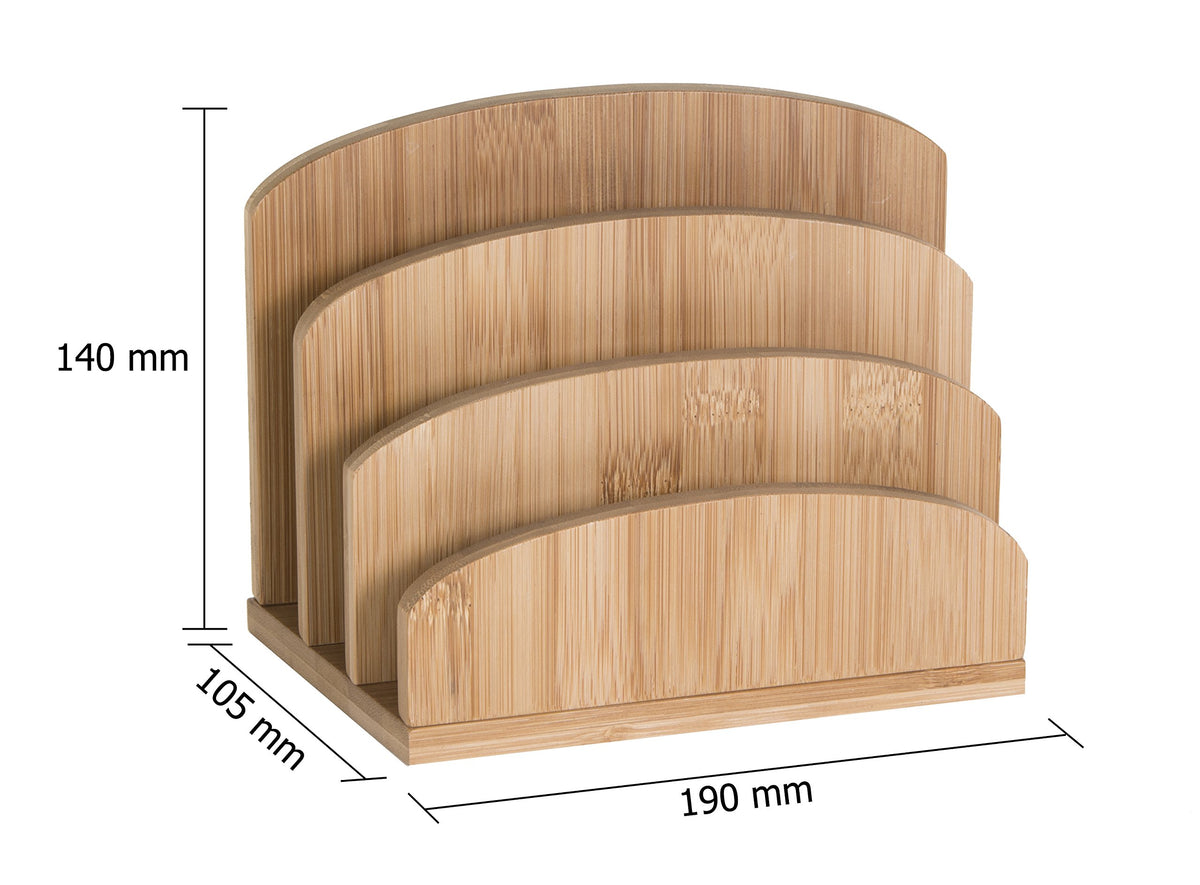 Bamboo Letter & Mail Holder — Natural Desk File Rack, Envelope & Document Organizer