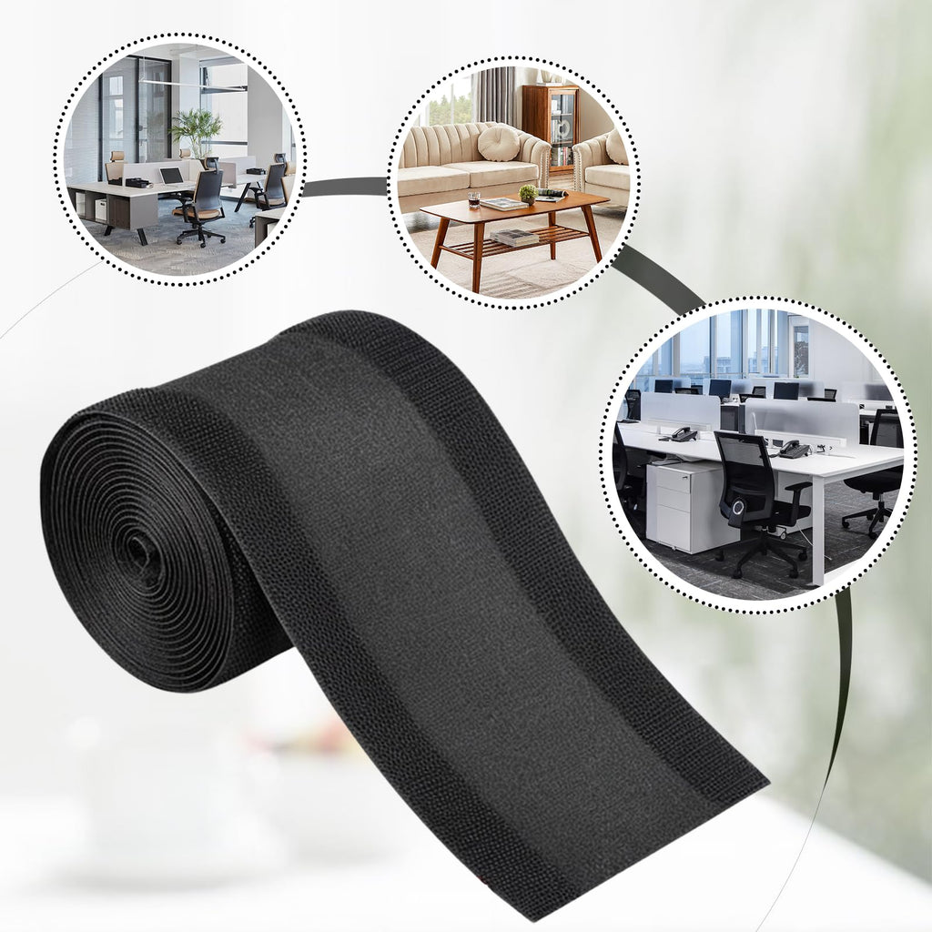Black Floor Cable Protector 10ft Durable Cable Cover for Carpet & Office