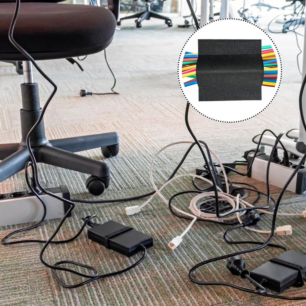 Black Floor Cable Protector 10ft Durable Cable Cover for Carpet & Office