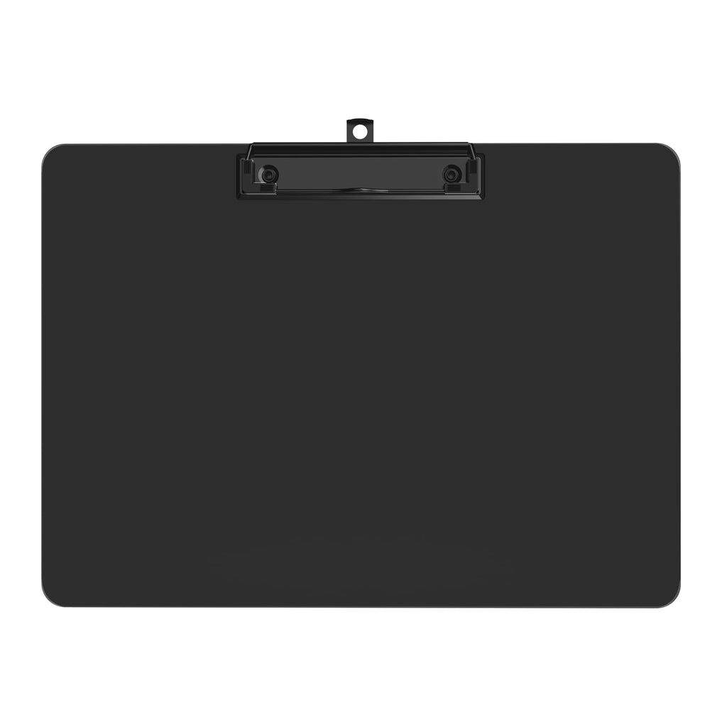 Black Horizontal Clipboard 12.5 x 9 in — Letter/A4 Landscape, Low-Profile Clip