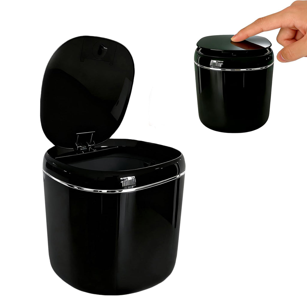 Black Mini Desktop Trash Bin 2.3L — Tea Bag Caddy & Waste Basket