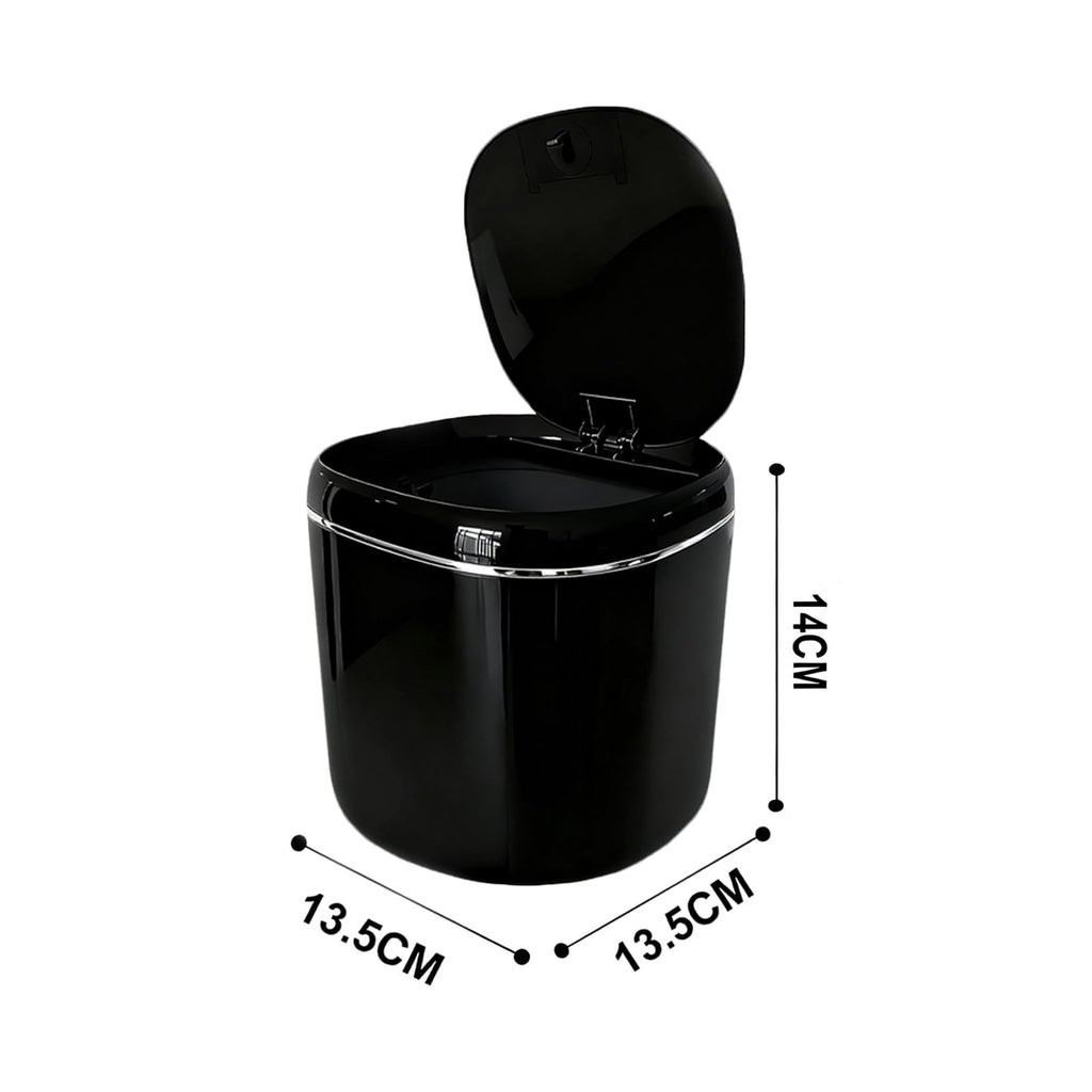 Black Mini Desktop Trash Bin 2.3L — Tea Bag Caddy & Waste Basket