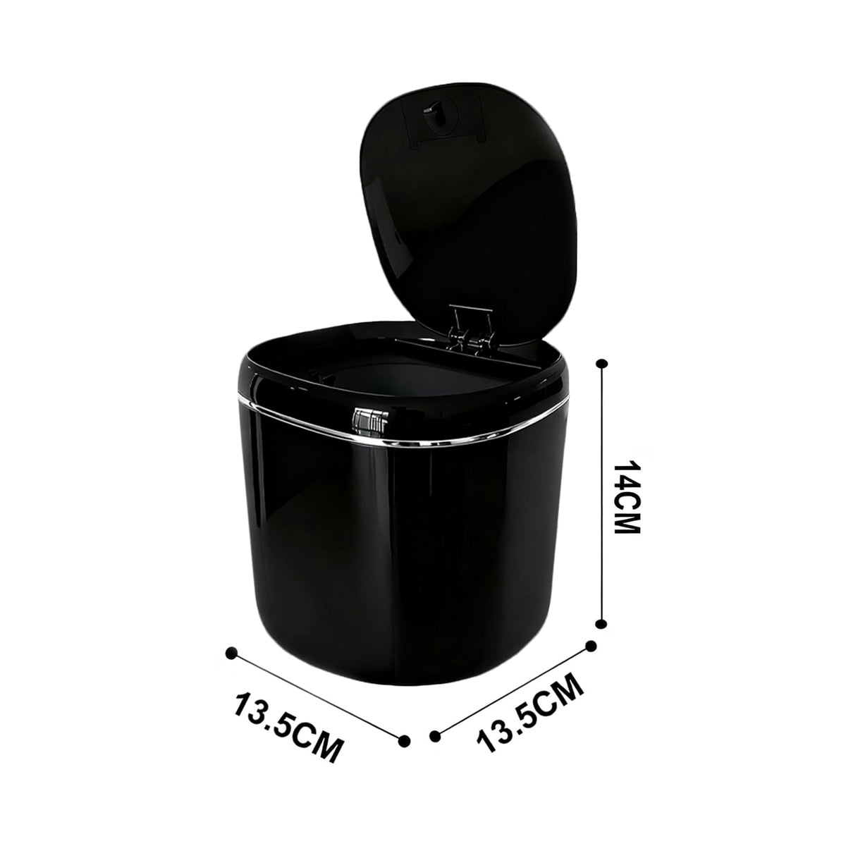 Black Mini Desktop Trash Bin 2.3L — Tea Bag Caddy & Waste Basket