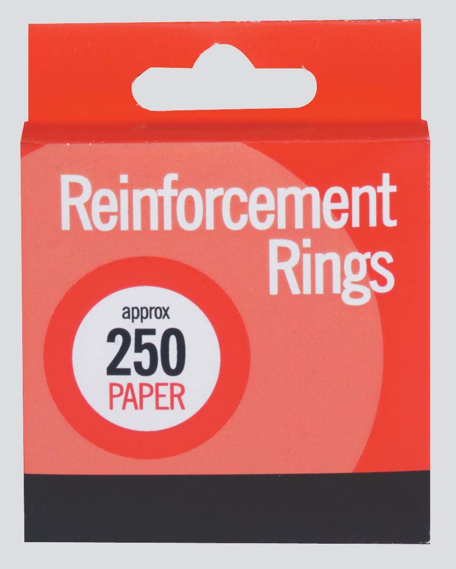 Box of 250 Paper Reinforcement Rings (Red/White/Black)