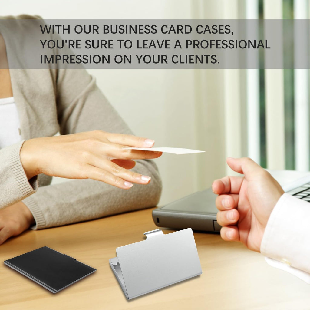 Business Card Holder 2-Pack — Stainless Steel Slim Portable Case