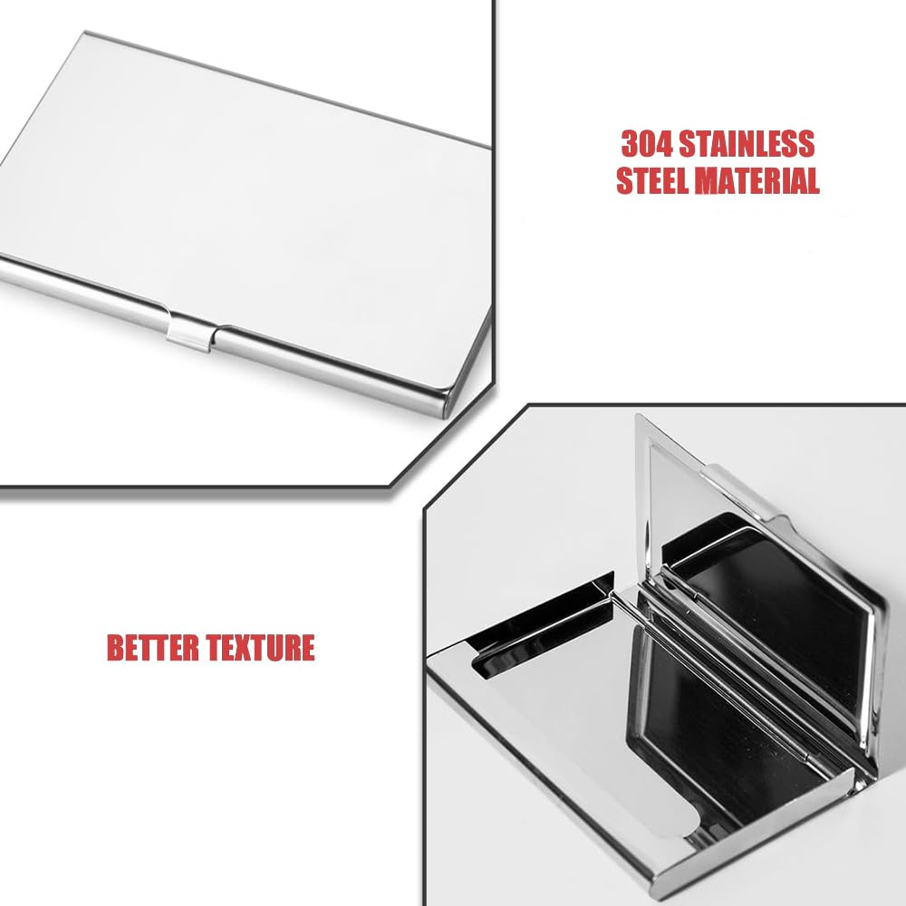 Business Card Holder 2-Pack — Stainless Steel Slim Portable Case