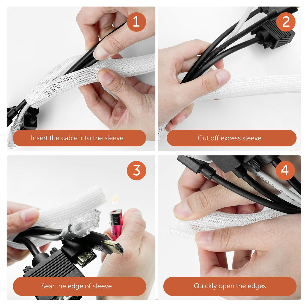 Cable Sleeve Ø6mm x 3m, White — for 1–2 Cables