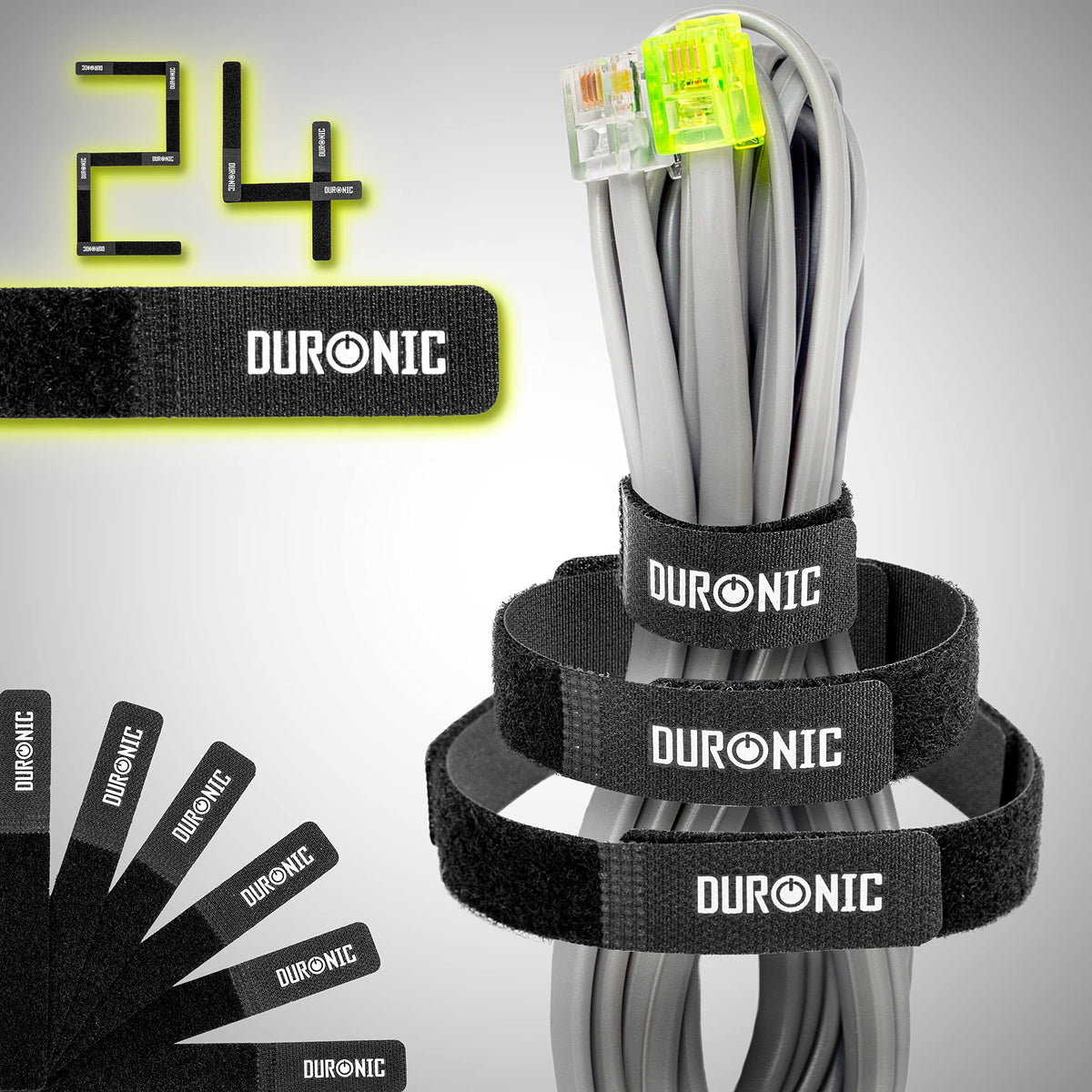 Cable Tidy Hook & Loop Straps Reusable 24-Pack for HDMI USB