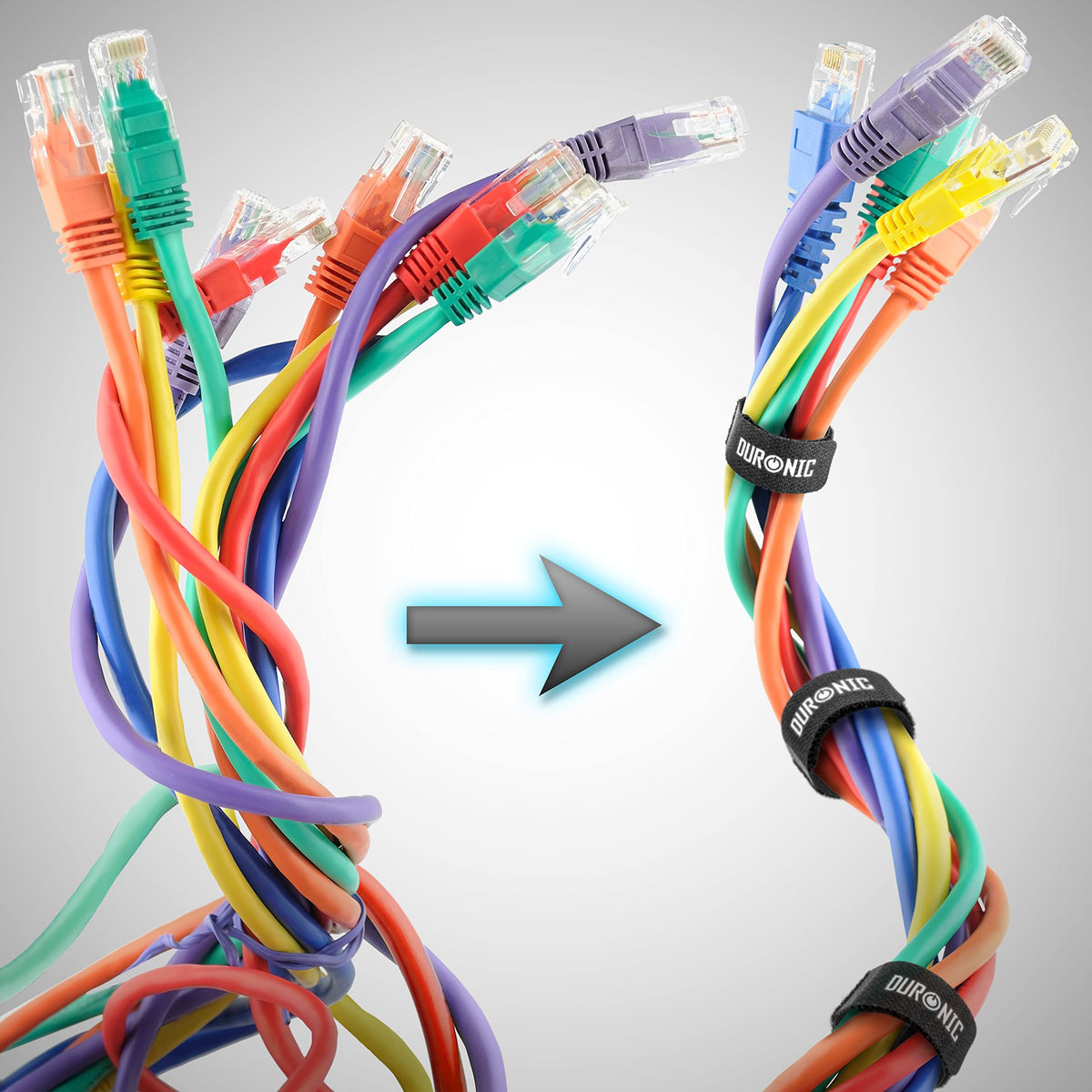 Cable Tidy Hook & Loop Straps Reusable 24-Pack for HDMI USB