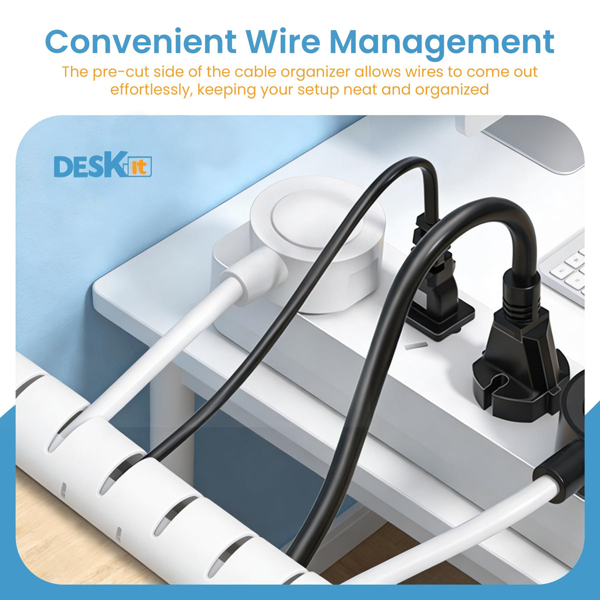 Cable Tidy Sleeve 6m — Flexible 20mm Spiral Cable Wrap, White