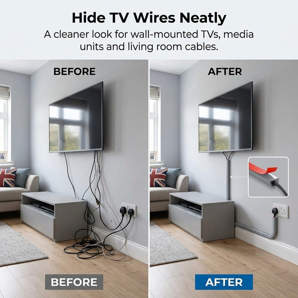 Cable Trunking Self-Adhesive for Electric Cables 15x10mm 3m (Grey)