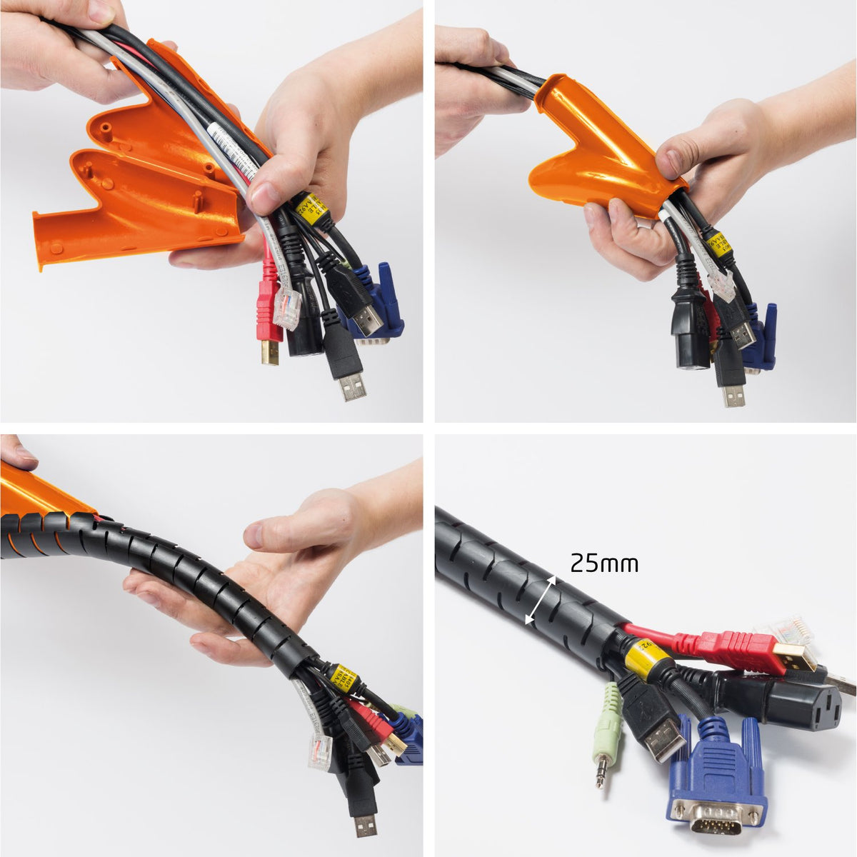 Cable Zipper Sleeve 25mm x 2.5m — Zip Tool Cable Management, Black