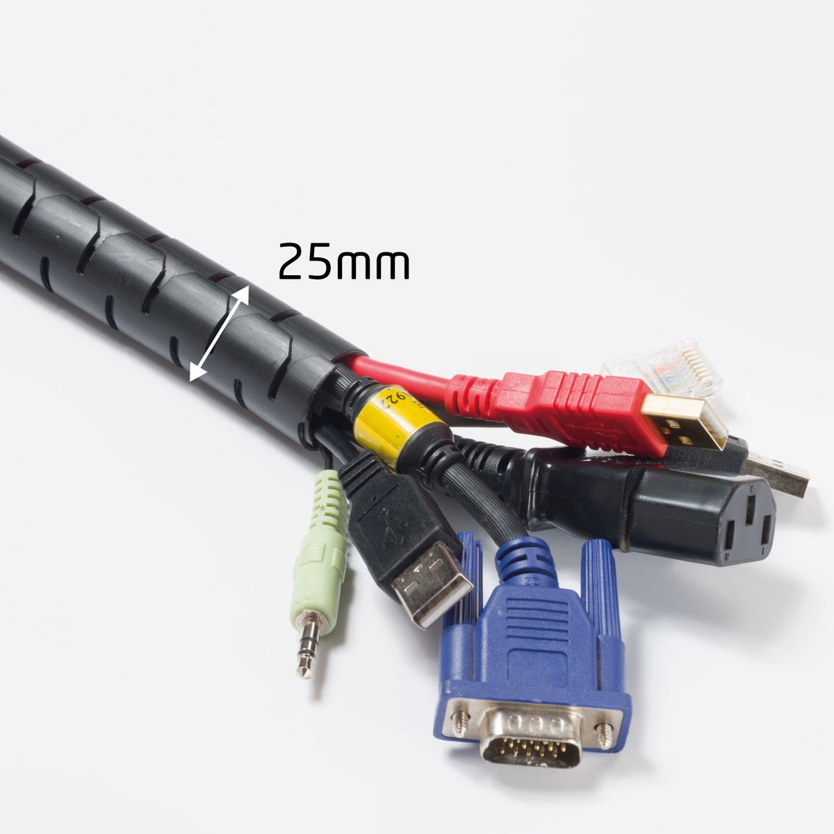 Cable Zipper Sleeve 25mm x 2.5m — Zip Tool Cable Management, Black