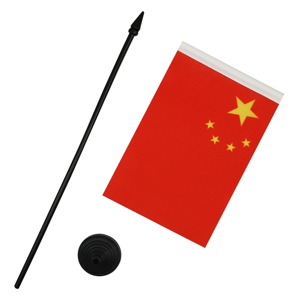 China Table Flag 15x10 cm 100D Polyester with Plastic Base