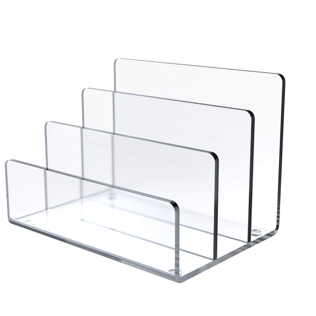 Clear Acrylic 3-Section Vertical File Holder — 23 x 16.5 x 16.5 cm