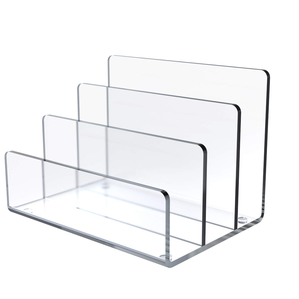 Clear Acrylic 3-Section Vertical File Holder — 23 x 16.5 x 16.5 cm