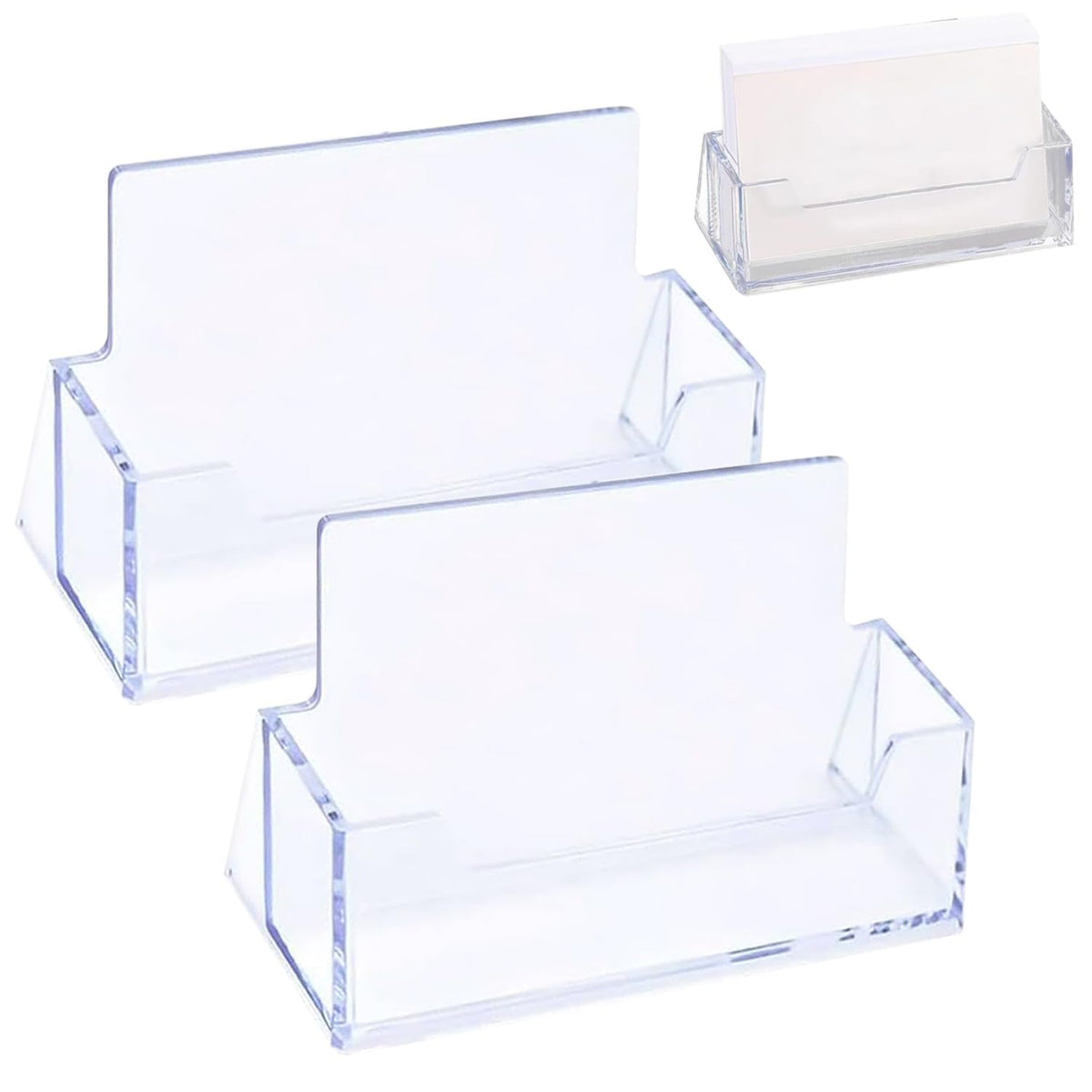 Clear Acrylic Business Card Holder Stand — 2 Pack