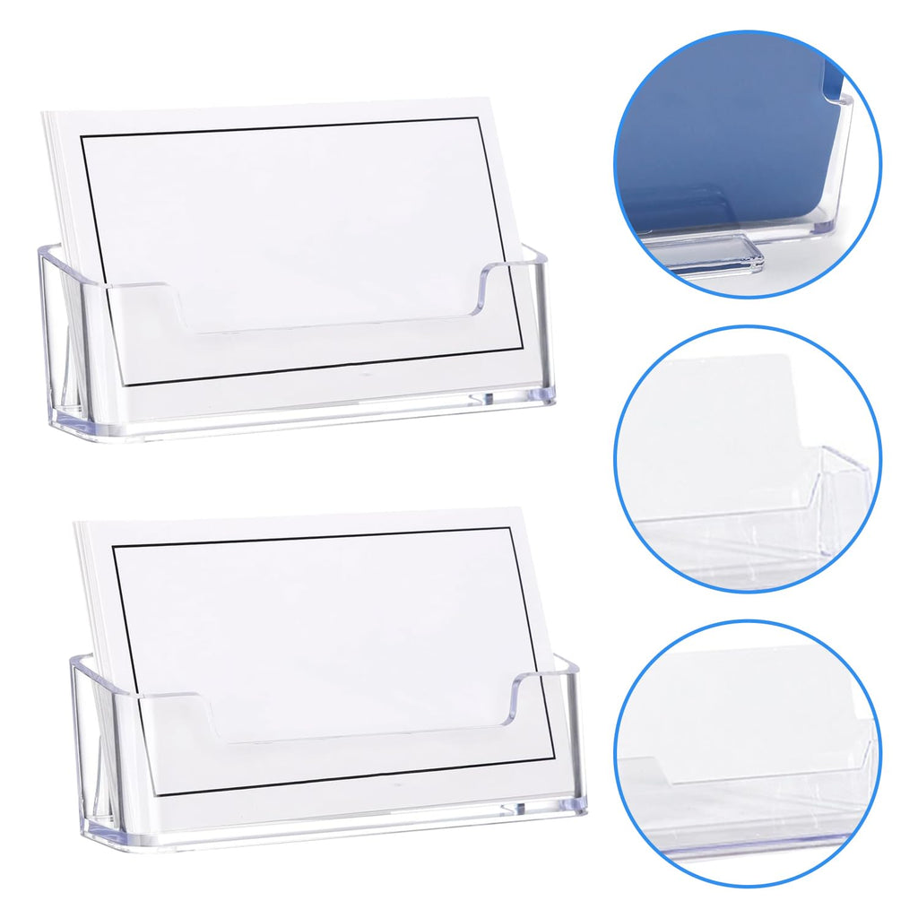 Clear Acrylic Business Card Holder Stand, 2-Pack — Holds 50 Cards