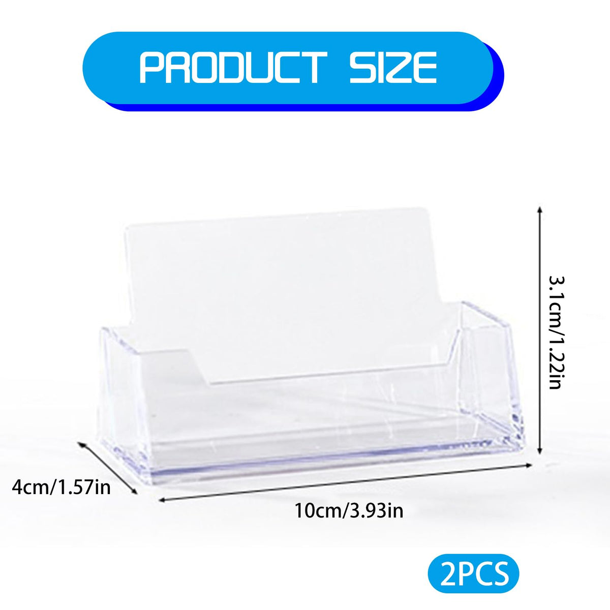 Clear Acrylic Business Card Holder Stand, 2-Pack — Holds 50 Cards