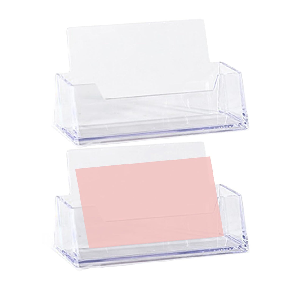 Clear Acrylic Business Card Holder Stand, 2-Pack — Holds 50 Cards