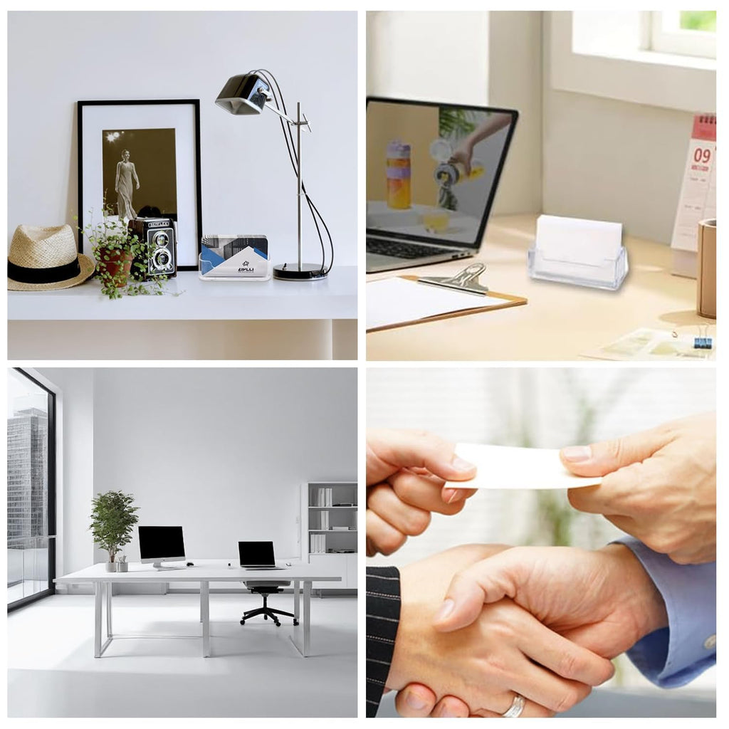 Clear Acrylic Business Card Holder Stand — 2 Pack